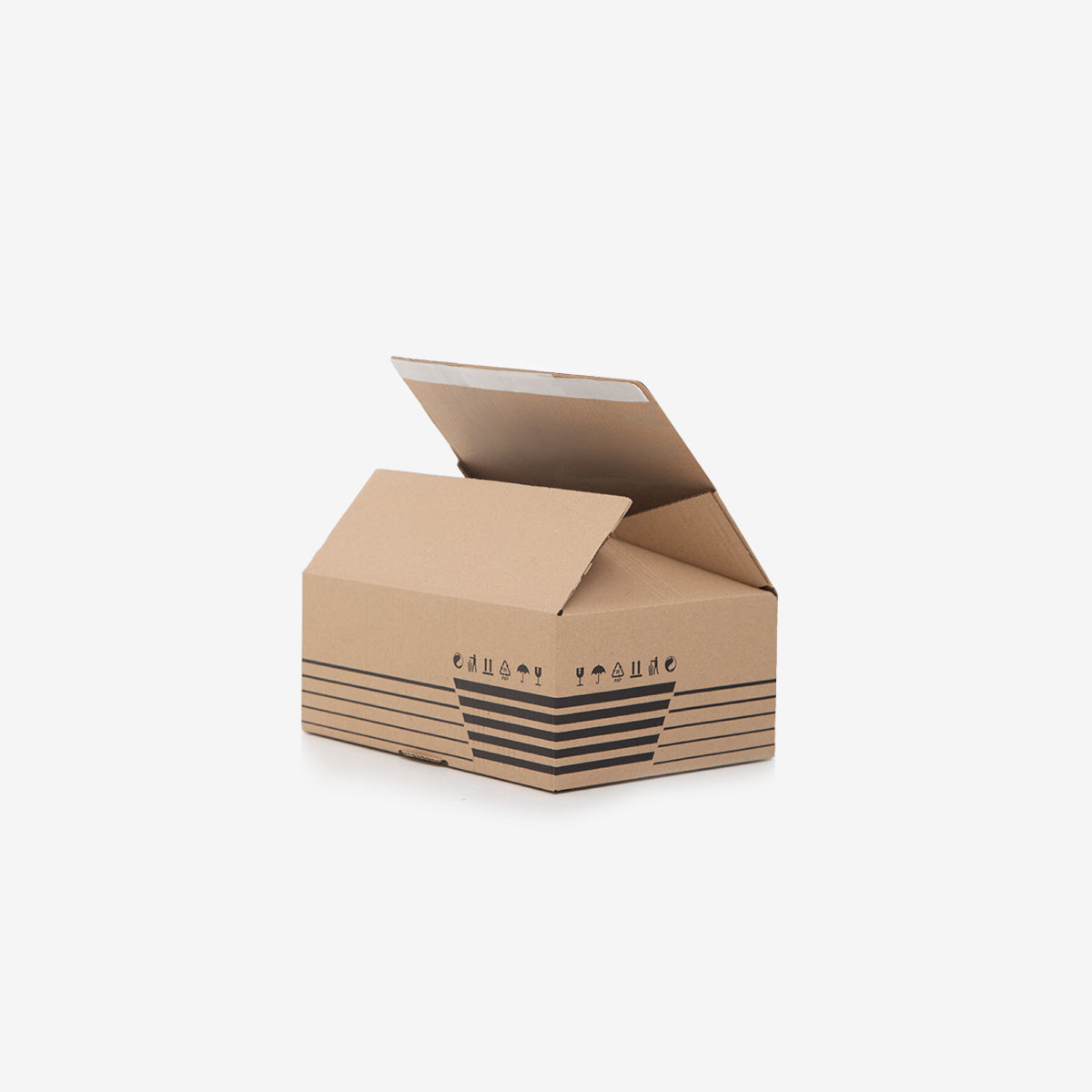 Cardboard box 344x250x135 int. B tape and tear ECOM_RES